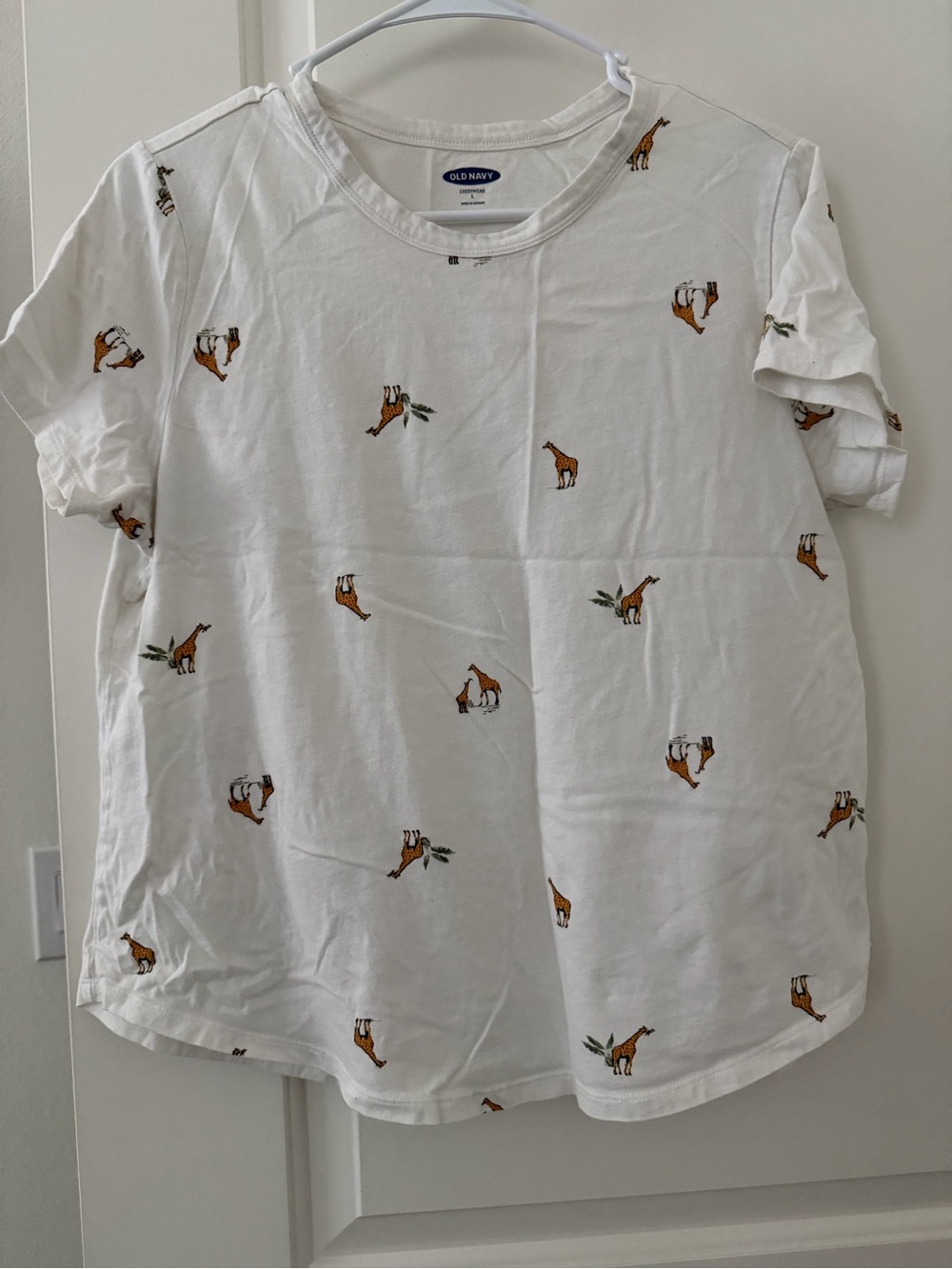 Old Navy White Tee with Giraffe Print